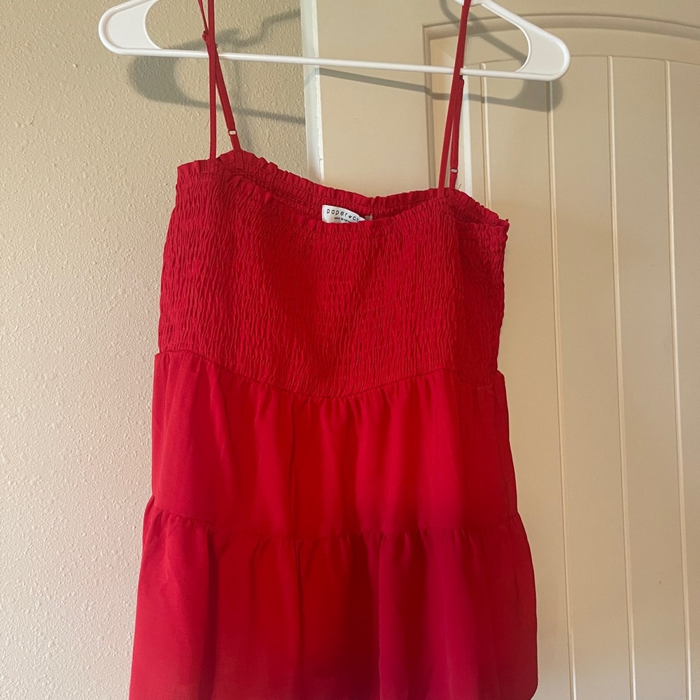 Paper Crane Red Tiered Tank Top